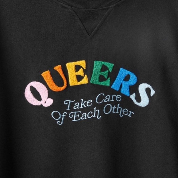 Ash + Chess Pride Embroidered Crewneck Sweatshirt Black Size S - Picture 2 of 9